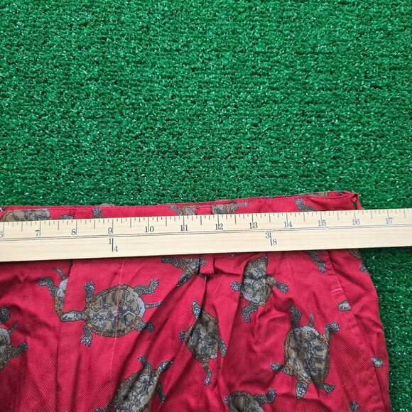 Perry Ellis Shorts Mens 32 Red Chino Sea Turtle All Over Print AOP Summer Beach - Picture 2 of 7